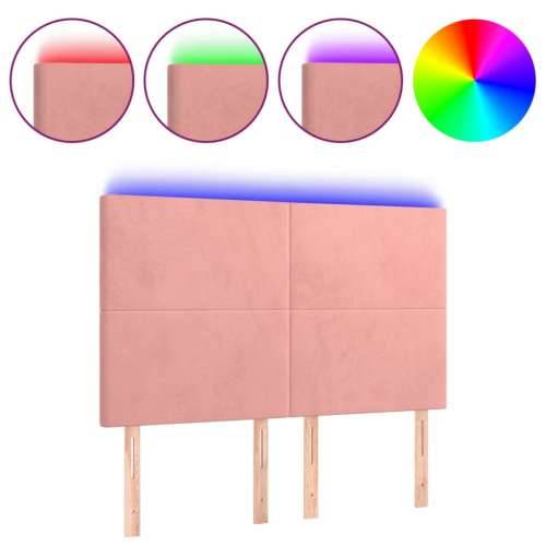 LED uzglavlje ružičasto 144x5x118/128 cm baršunasto - Ružičasta 144 x 5 x 118/128 cm 1 Cijena