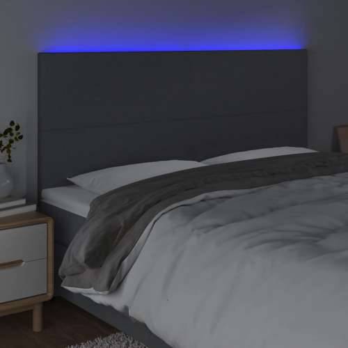 LED uzglavlje tamnosivo 180x5x118/128 cm od tkanine - Tamno siva 180 x 5 x 118/128 cm 1 Cijena