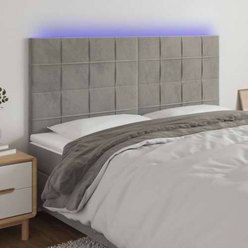 LED uzglavlje svjetlosivo 160x5x118/128 cm baršunasto - Svjetlosiva 160 x 5 x 118/128 cm 1 Cijena