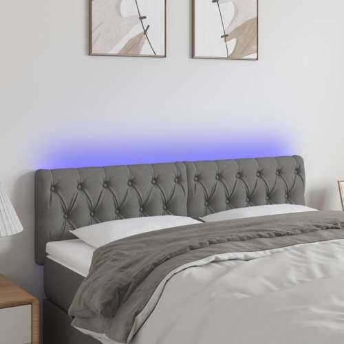 LED uzglavlje tamnosivo 144 x 7 x 78/88 cm od tkanine - Tamno siva 144 x 7 x 78/88 cm 1 Cijena