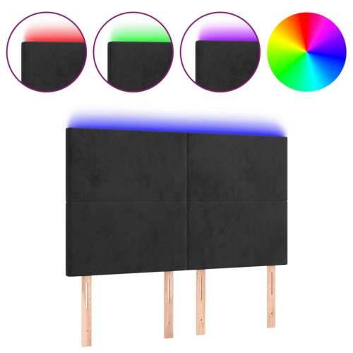 LED uzglavlje crno 144x5x118/128 cm baršunasto - Crna 144 x 5 x 118/128 cm 1 Cijena