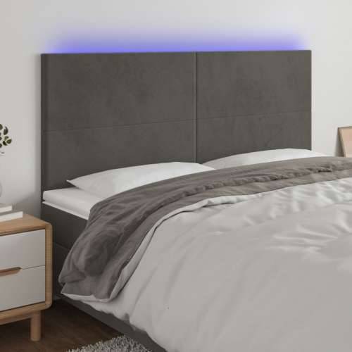 LED uzglavlje tamnosivo 160x5x118/128 cm baršunasto - Tamno siva 160 x 5 x 118/128 cm 1 Cijena