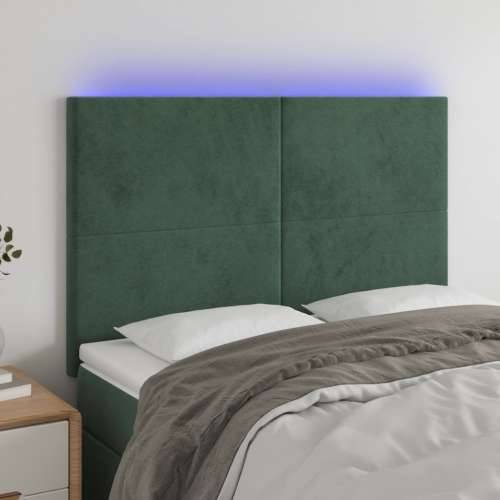 LED uzglavlje tamnozeleno 144x5x118/128 cm baršunasto - Tamnozelena 144 x 5 x 118/128 cm 1 Cijena