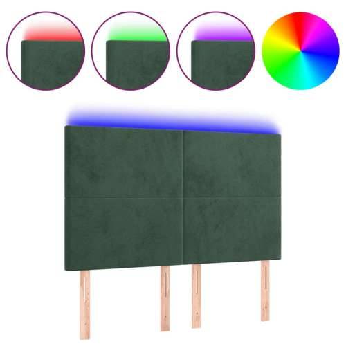 LED uzglavlje tamnozeleno 144x5x118/128 cm baršunasto - Tamnozelena 144 x 5 x 118/128 cm 1 Cijena
