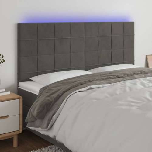 LED uzglavlje tamnosivo 160x5x118/128 cm baršunasto - Tamno siva 160 x 5 x 118/128 cm 1 Cijena