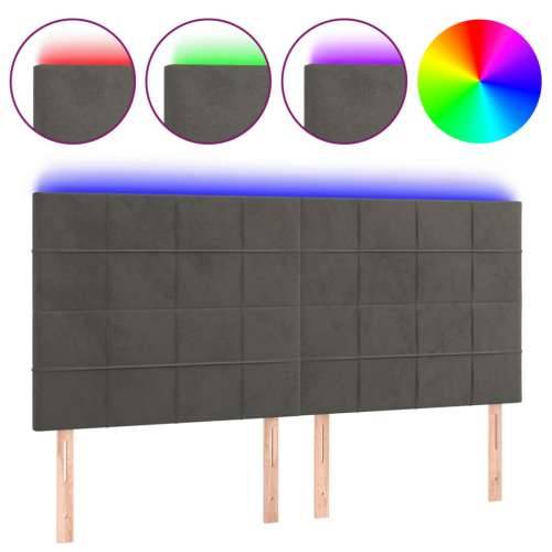 LED uzglavlje tamnosivo 160x5x118/128 cm baršunasto - Tamno siva 160 x 5 x 118/128 cm 1 Cijena