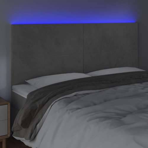 LED uzglavlje svjetlosivo 180x5x118/128 cm baršunasto - Svjetlosiva 180 x 5 x 118/128 cm 1 Cijena