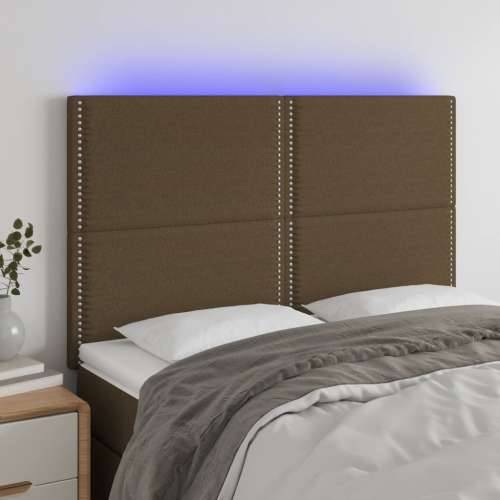 LED uzglavlje tamnosmeđe 144x5x118/128 cm od tkanine - Tamno smeđa 144 x 5 x 118/128 cm 1 Cijena