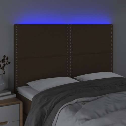 LED uzglavlje tamnosmeđe 144x5x118/128 cm od tkanine - Tamno smeđa 144 x 5 x 118/128 cm 1 Cijena