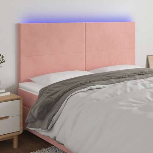 LED uzglavlje ružičasto 160x5x118/128 cm baršunasto - Ružičasta 160 x 5 x 118/128 cm 1 Cijena