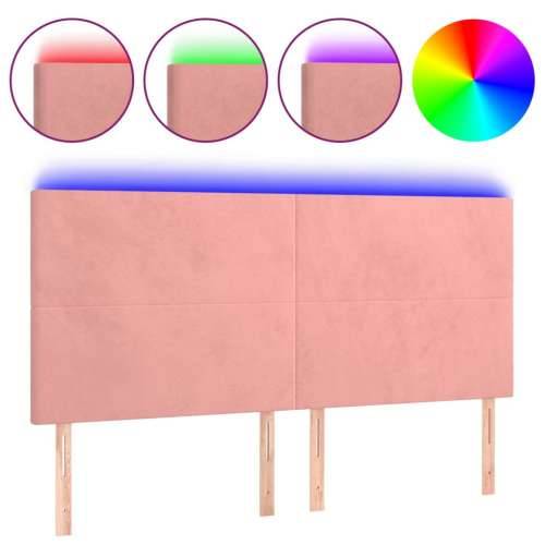 LED uzglavlje ružičasto 160x5x118/128 cm baršunasto - Ružičasta 160 x 5 x 118/128 cm 1 Cijena