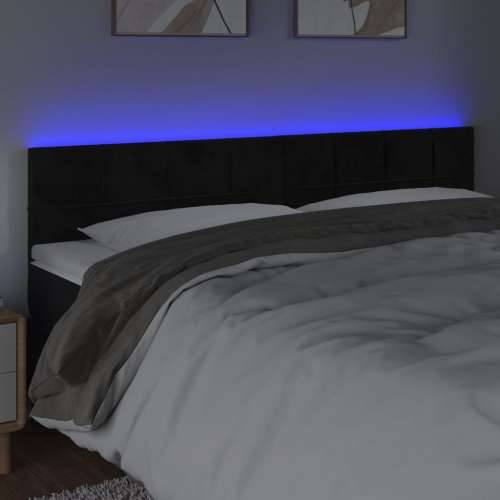 LED uzglavlje crno 160x5x78/88 cm baršunasto - Crna 160 x 5 x 78/88 cm 1 Cijena