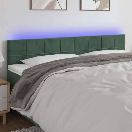 LED uzglavlje tamnozeleno 160x5x78/88 cm baršunasto - Tamnozelena 160 x 5 x 78/88 cm 1 Cijena