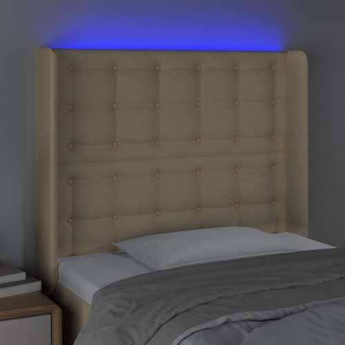 LED uzglavlje krem 103 x 16 x 118/128 cm od tkanine - Krema 103 x 16 x 118/128 cm 1 Cijena