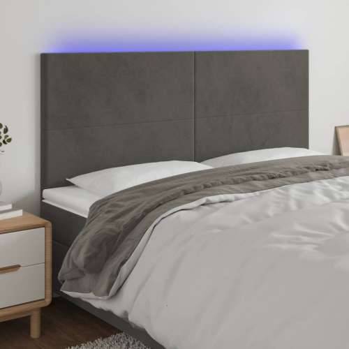 LED uzglavlje tamnosivo 200x5x118/128 cm baršunasto - Tamno siva 200 x 5 x 118/128 cm 1 Cijena