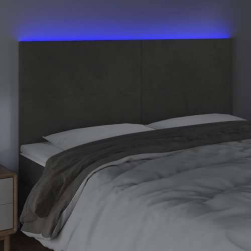 LED uzglavlje tamnosivo 200x5x118/128 cm baršunasto - Tamno siva 200 x 5 x 118/128 cm 1 Cijena