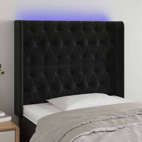 LED uzglavlje crno 93x16x118/128 cm baršunasto - Crna 93 x 16 x 118/128 cm 1 Cijena