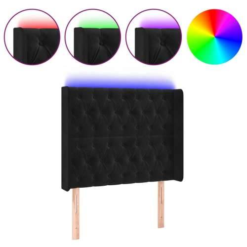 LED uzglavlje crno 93x16x118/128 cm baršunasto - Crna 93 x 16 x 118/128 cm 1 Cijena