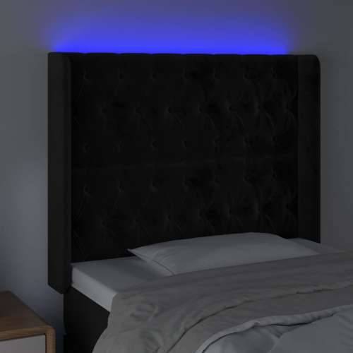 LED uzglavlje crno 93x16x118/128 cm baršunasto - Crna 93 x 16 x 118/128 cm 1 Cijena