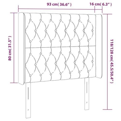 LED uzglavlje crno 93x16x118/128 cm baršunasto - Crna 93 x 16 x 118/128 cm 1 Cijena