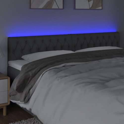 LED uzglavlje tamnosivo 180 x 7 x 78/88 cm od tkanine - Tamno siva 180 x 7 x 78/88 cm 1 Cijena
