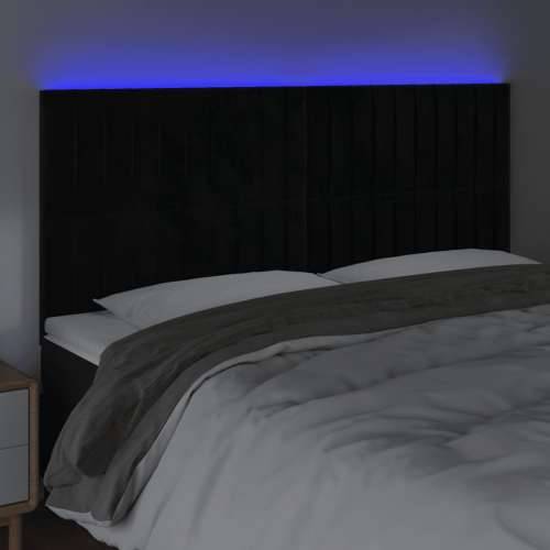 LED uzglavlje crno 160x5x118/128 cm baršunasto - Crna 160 x 5 x 118/128 cm 1 Cijena