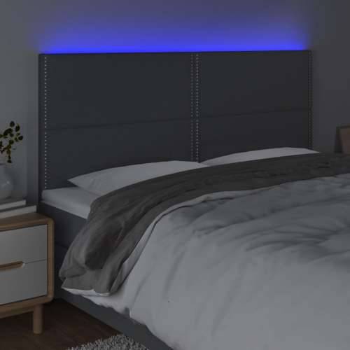 LED uzglavlje tamnosivo 180x5x118/128 cm od tkanine - Tamno siva 180 x 5 x 118/128 cm 1 Cijena