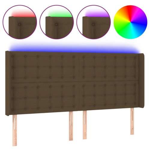 LED uzglavlje tamnosmeđe 203x16x118/128 cm od tkanine - Tamno smeđa 203 x 16 x 118/128 cm 1 Cijena