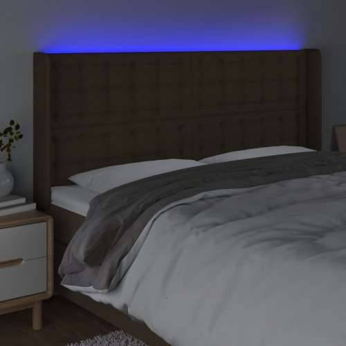 LED uzglavlje tamnosmeđe 203x16x118/128 cm od tkanine - Tamno smeđa 203 x 16 x 118/128 cm 1 Cijena