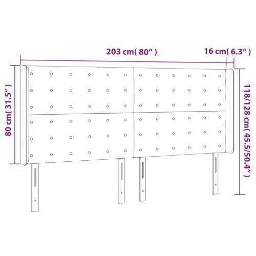 LED uzglavlje tamnosmeđe 203x16x118/128 cm od tkanine - Tamno smeđa 203 x 16 x 118/128 cm 1 Cijena