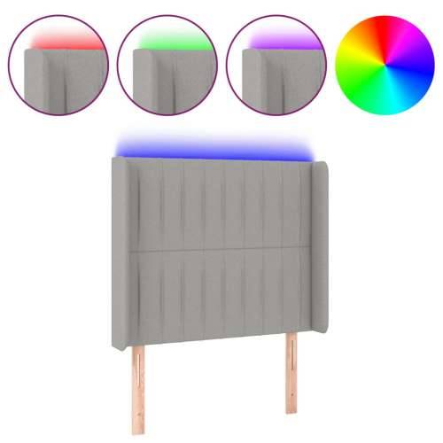 LED uzglavlje svjetlosivo 83 x 16 x 118/128 cm od tkanine - Svjetlosiva 83 x 16 x 118/128 cm 1 Cijena