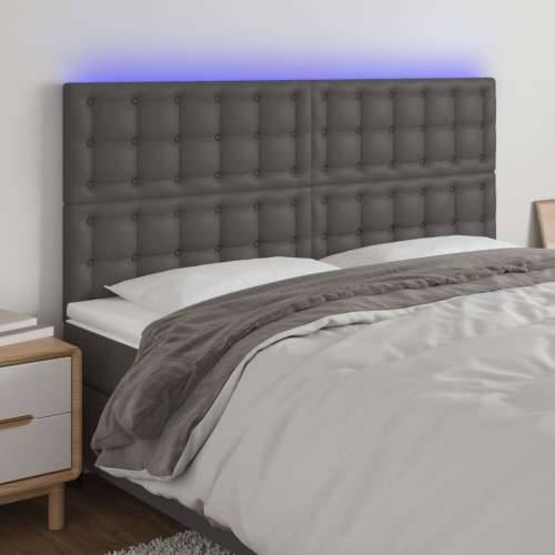 LED uzglavlje sivo 180x5x118/128 cm od umjetne kože - Siva 180 x 5 x 118/128 cm 1 Cijena