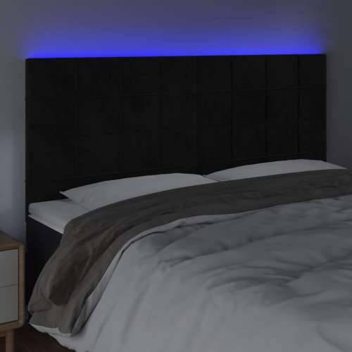 LED uzglavlje crno 180x5x118/128 cm baršunasto - Crna 180 x 5 x 118/128 cm 1 Cijena