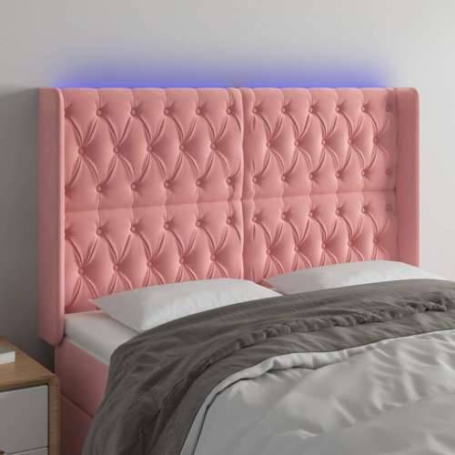 LED uzglavlje Ružičasta 163x16x118/128 cm baršunasto - Ružičasta 163 x 16 x 118/128 cm 1 Cijena