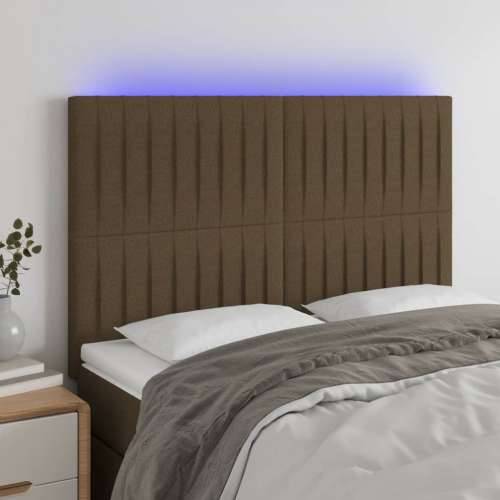 LED uzglavlje tamnosmeđe 144x5x118/128 cm od tkanine - Tamno smeđa 144 x 5 x 118/128 cm 1 Cijena
