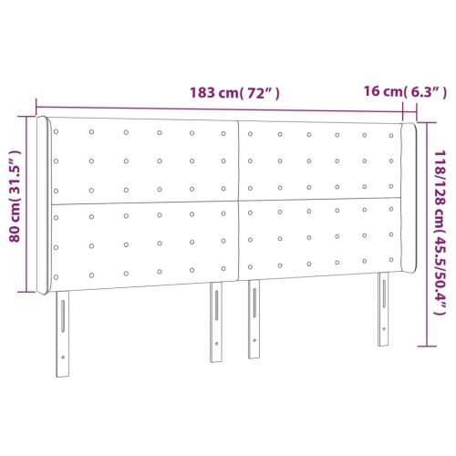 LED uzglavlje crno 183 x 16 x 118/128 cm od tkanine - Crna 183 x 16 x 118/128 cm 1 Cijena