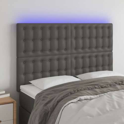 LED uzglavlje sivo 144x5x118/128 cm od umjetne kože - Siva 144 x 5 x 118/128 cm 1 Cijena