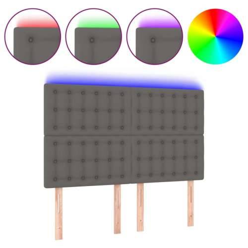 LED uzglavlje sivo 144x5x118/128 cm od umjetne kože - Siva 144 x 5 x 118/128 cm 1 Cijena