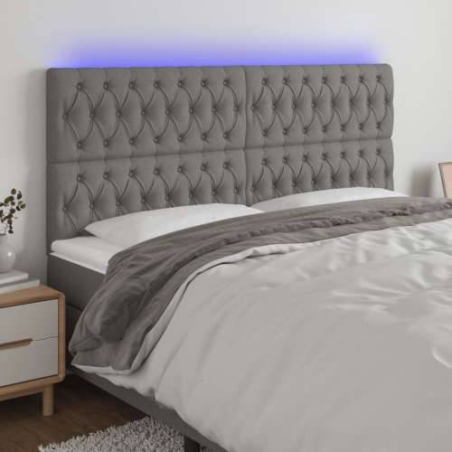 LED uzglavlje tamnosivo 200x7x118/128 cm od tkanine - Tamno siva 200 x 7 x 118/128 cm 1 Cijena