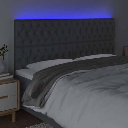 LED uzglavlje tamnosivo 200x7x118/128 cm od tkanine - Tamno siva 200 x 7 x 118/128 cm 1 Cijena