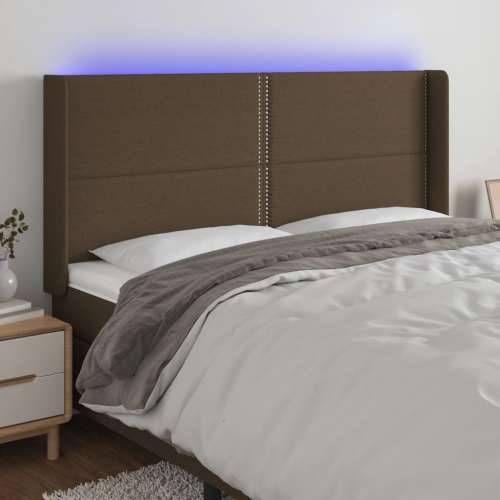 LED uzglavlje tamnosmeđe 163x16x118/128 cm od tkanine - Tamno smeđa 163 x 16 x 118/128 cm 1 Cijena