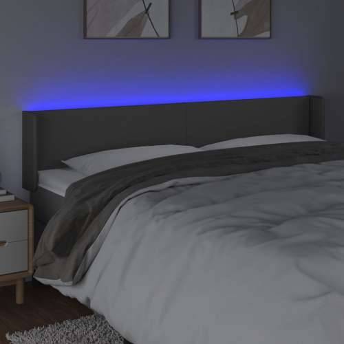 LED uzglavlje sivo 163x16x78/88 cm od umjetne kože - Siva 163 x 16 x 78/88 cm 1 Cijena
