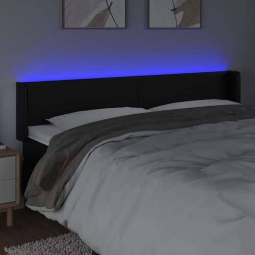 LED uzglavlje crno 163x16x78/88 cm od umjetne kože - Crna 163 x 16 x 78/88 cm 1 Cijena