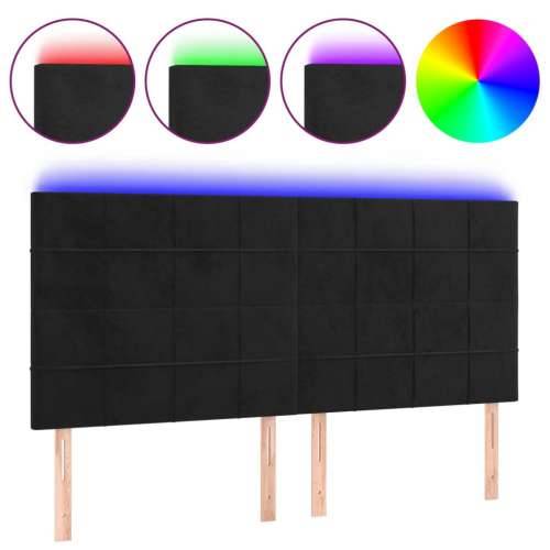 LED uzglavlje crno 160x5x118/128 cm baršunasto - Crna 160 x 5 x 118/128 cm 1 Cijena