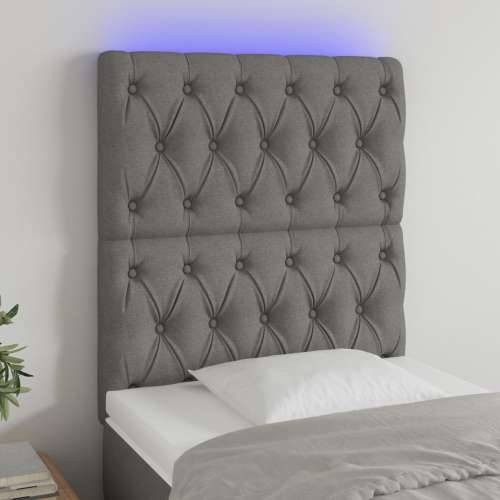 LED uzglavlje tamnosivo 80x7x118/128 cm od tkanine - Tamno siva 80 x 7 x 118/128 cm 1 Cijena