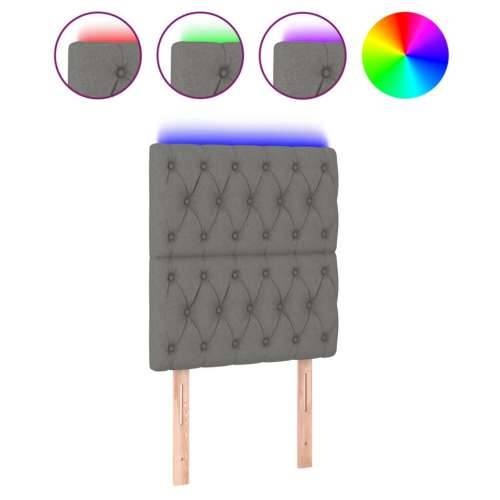 LED uzglavlje tamnosivo 80x7x118/128 cm od tkanine - Tamno siva 80 x 7 x 118/128 cm 1 Cijena