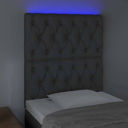 LED uzglavlje tamnosivo 80x7x118/128 cm od tkanine - Tamno siva 80 x 7 x 118/128 cm 1 Cijena