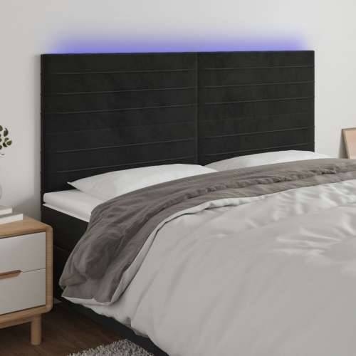 LED uzglavlje crno 160x5x118/128 cm baršunasto - Crna 160 x 5 x 118/128 cm 1 Cijena
