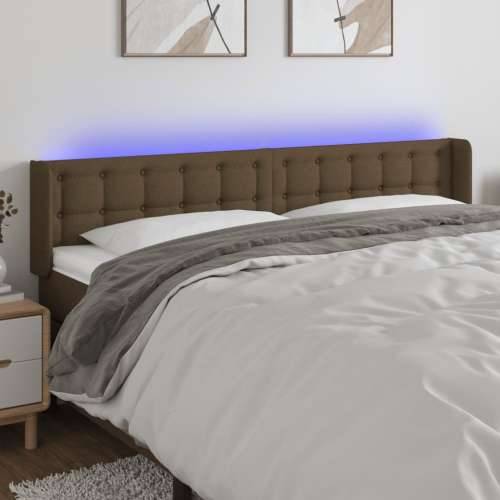 LED Uzglavlje tamnosmeđe 163x16x78/88 cm od tkanine - Tamno smeđa 163 x 16 x 78/88 cm 1 Cijena