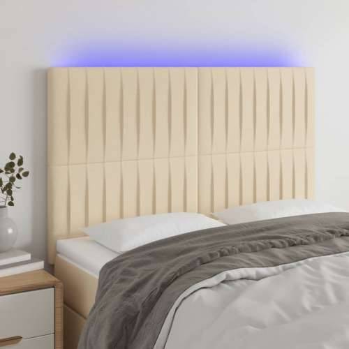 LED uzglavlje krem 144x5x118/128 cm od tkanine - Krema 144 x 5 x 118/128 cm 1 Cijena